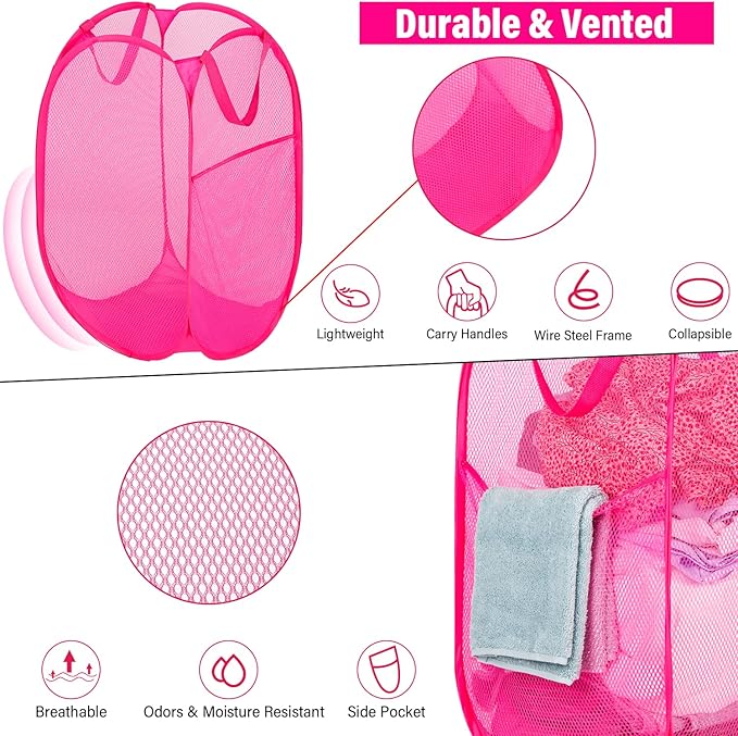 BATTOO Deluxe Strong Mesh Pop up Laundry Hamper Basket - Image 2