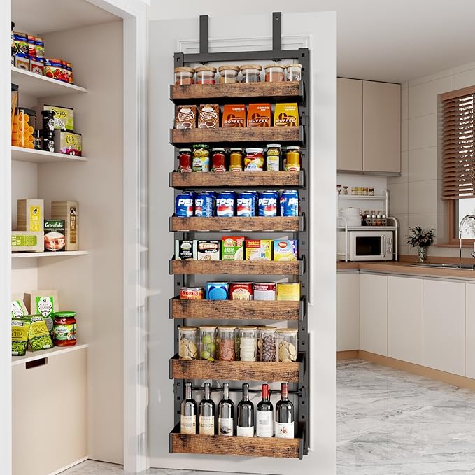 8-Tier Over The Door Pantry Organizer, Heavy-Duty Metal Wall Mount or Hanging - Image 4