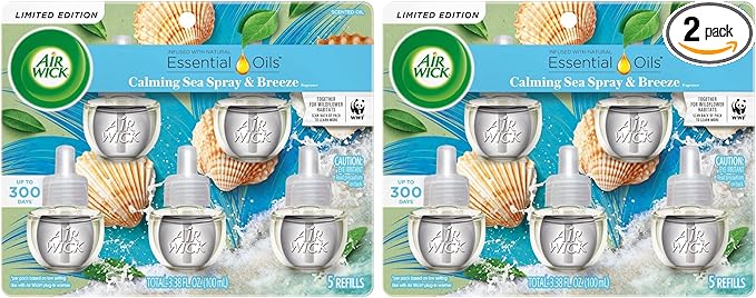 Air Wick Plug in Scented Oil Refill, Calming Sea Spray & Breeze, Air Freshener by AirWick