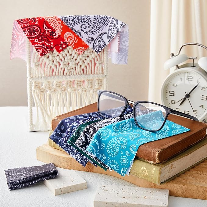 24 Pcs Microfiber Cleaning Cloth Paisley Elegant Flowers Design Glasses - Image 4