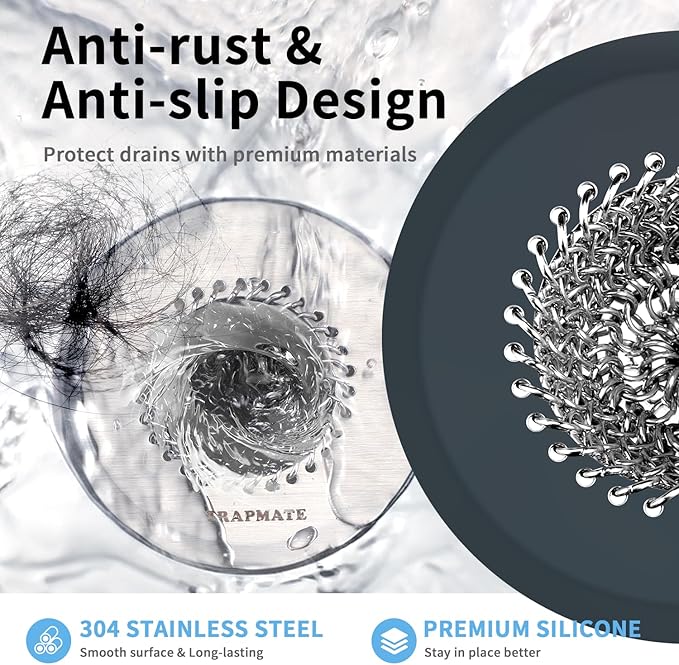 TRAPMATE Bathtub Stopper Drain Strainer Kit, Easy Clean Tub Shower Drain Hair - Image 5