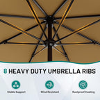 AreShark 9 FT Patio Umbrella for Outdoor, Outdoor Table Umbrella with Push Button Tilt and Crank, Outdoor Patio Umbrellas with 8 Sturdy Ribs for Market, Garden, Pool (Khaki) - Image 3