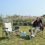 EVER ADVANCED Oversized Folding Camping Chair, for Adults Heavy Duty Lawn Chair with Side Pockets, Portable Collapsible Quad Chair for Outside, Support Up to 500lbs, Green - Image 2