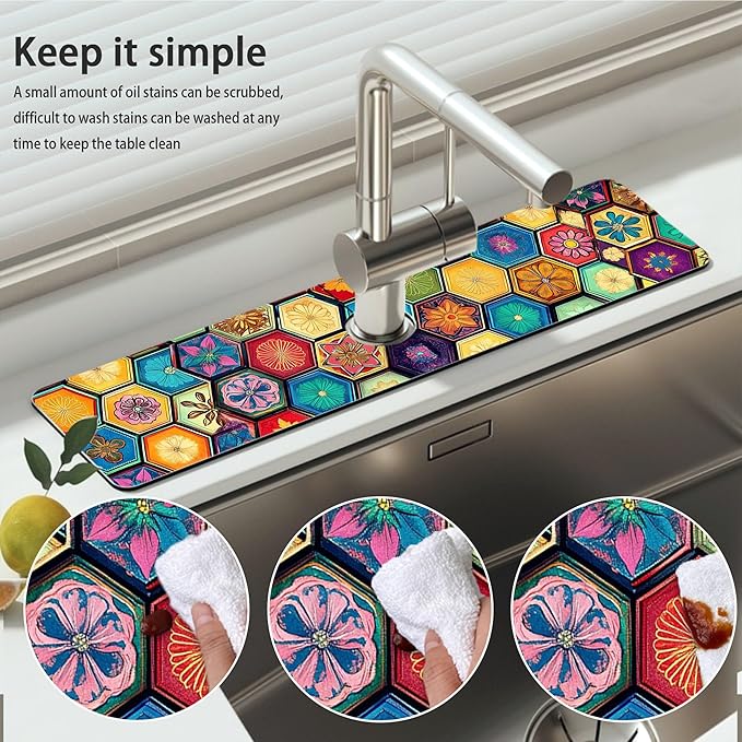 Bimkole 2 PCS Faucet Absorbent Mat, Kitchen Faucet Sink Splash Guard Wraparound - Image 5