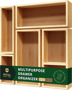 ROYAL CRAFT WOOD 5-Piece Bamboo Drawer Organizer Set – Multi-Use Storage Trays by RoyalCraftWood