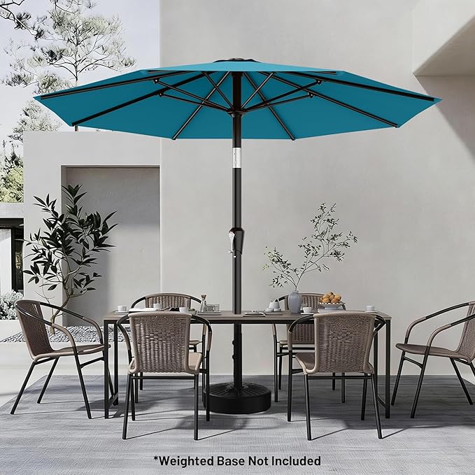 AreShark 9 FT Patio Umbrella for Outdoor, Outdoor Table Umbrella with Push Button Tilt and Crank, Outdoor Patio Umbrellas with 8 Sturdy Ribs for Market, Garden, Pool (Lake Blue) - Image 6