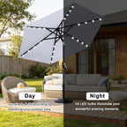 ABCCANOPY Durable Solar Led Patio Umbrellas with 24LED Lights 7.5FT with 6 Sturdy Ribs (Fog Gray) - Image 4