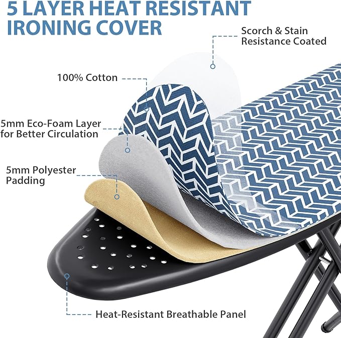 KINGBOARD Foldable Ironing Board Full Size, Iron and Ironing Board Set Standard - Image 3