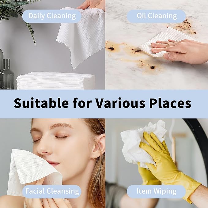 Disposable Face Towels, Ultra Soft Biodegradable Dry Wipes, Makeup Remover - Image 7