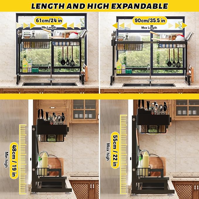 Over Sink Dish Drying Rack Snap-On Design Large Dish Drainer Storage Counter - Image 7
