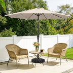 MEWAY 9ft Patio Umbrella Outdoor Table Umbrellas with Push Button Tilt and Crank, Market Umbrella 8 Sturdy Ribs for Deck, Garden, Pool and Backyard, Beige - Image 2