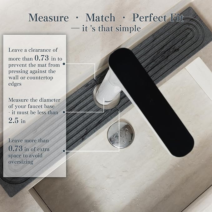 Stone Faucet Mat for Kitchen Sink, Quick Drying Mats, Water Absorbing Guard & - Image 4