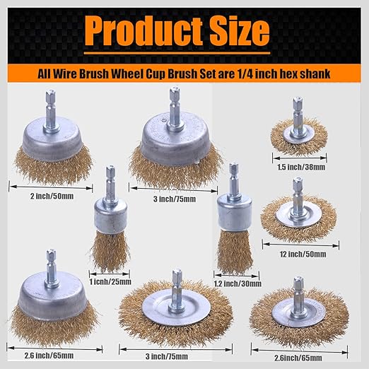 Wire Brush for Drill, 1/4 Inch Hex Shank, Drill Wire Brush for Cleaning Rust - Image 2