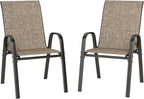 PHI VILLA Patio Chairs Set of 2, Outdoor Stackable Dining Chairs with E-Coating Metal Frame and Upgraded Textilene Fabric, All Weather Deck Chair 350 LBS Capacity for Porch Poolside Garden by PHIVILLAThepioneerofcomfortablehouseholdsupplies