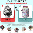 Watercolor Flower Floral Laundry Basket Foldable - Image 3