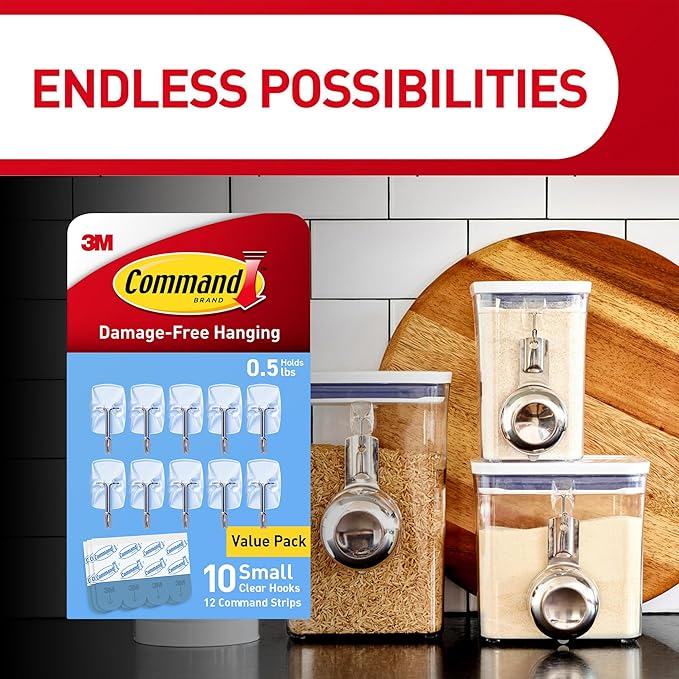 Command Small Clear Wire Toggle Hooks, Damage-Free Adhesive - Image 8