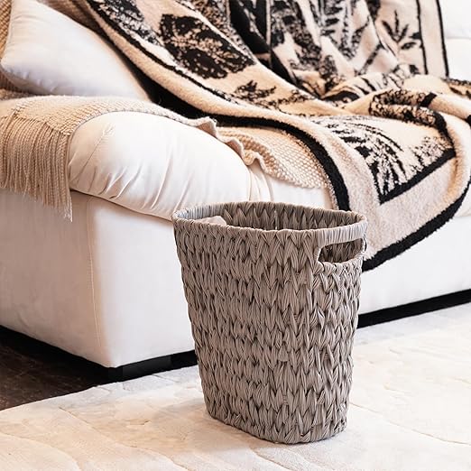 PINXIURY Wicker Trash Can, Watse Basket, Woven Bathroom Trash Can - Image 5