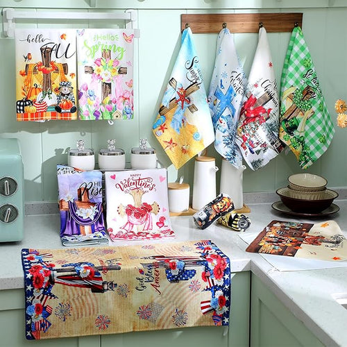 12 Pcs Seasonal Kitchen Towels Set - Image 2