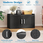 2-Tier Storage Bench, Waterproof UV-Resistant Outdoor Shoe Storage Cabinet with 2 Doors & Adjustable Shelves for Indoor Outdoor Entryway, Hallway, Living Room (Raven Black) - Image 4