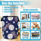 Baseballs and Stars Laundry Basket, Laundry Hamper Collapsible Oxford Cloth - Image 3