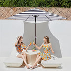 JEAREY 7.5FT Patio Umbrella Outdoor Market Umbrella with 6 Sturdy Ribs, Push Button Tilt/Crank Table Umbrella for Garden, Deck, Backyard and Pool, Black & White Stripe - Image 2