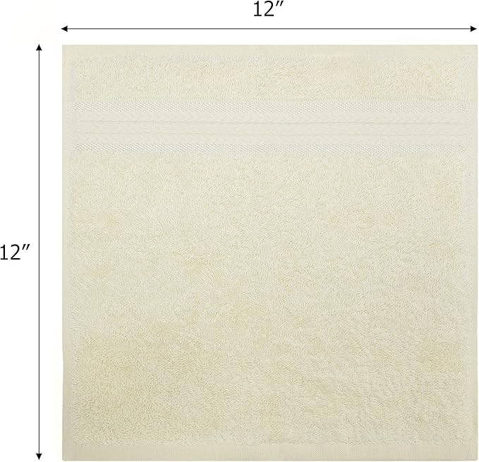 Cotton Craft Ultra Soft 12 Pack Wash Cloths 12x12 Ivory Weighs 2 Ounces Each - Image 2