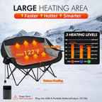 Heated Double Camping Chair - Heated Loveseat Chair for 2 Person Heavy Duty Oversized Padded Camping Couch for Adults Outdoor Sports Lawn Portable Folding Chairs - Image 4