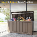 EAST OAK Outdoor Storage Box, 60 Gallon Deck Box Indoor and Outdoor Use, Waterproof Resin Storage Bin for Patio Cushions, Gardening Tools, Lockable, UV Resistant, Brown - Image 8