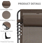 Outsunny Chaise Lounge Chair Outdoor, 5-Position Adjustable Sun Tanning Chair with Carrying Handle and Side Pocket, Folding Bed Cot with Removable Pillow for Garden, Beach, Patio, Pool, Camp, Brown - Image 5