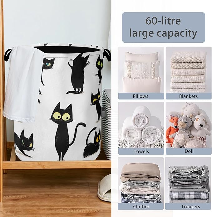 Funny Black Cat Laundry Hamper, Dirty Clothes Laundry Basket - Image 6