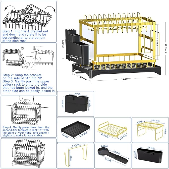 Dish Drying Rack Gold - Image 6