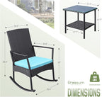 Greesum 3 Pieces Patio Furniture Set Outdoor Wicker Rocking Chairs with Glass Coffee Table for Garden Backyard Porch Poolside, Blue - Image 6