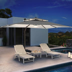 10 X 13 FT Cantilever Patio Umbrella with LED Lights Outdoor Heavy Duty Double Top Windproof Rectangle Offset Umbrellas with 360-degree Rotation for Pool Deck Backyard, Foggy Grey - Image 3