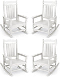 KINGYES Oversized Outdoor Rocking Chair Set of 4, High Density Polyethylene Patio Rocking Chairs with 330lbs Support for Adults, White by KINGYES