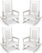 KINGYES Oversized Outdoor Rocking Chair Set of 4, High Density Polyethylene Patio Rocking Chairs with 330lbs Support for Adults, White by KINGYES