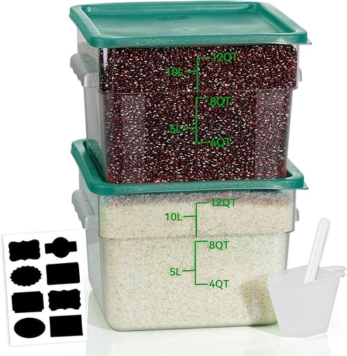 12QT NSF Food Storage Containers: 2 PCS Commercial Clear Square Food Storage by SVKLHY