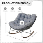 Grand patio Outdoor Rocking Chair, E-Coated Modern Cozy Lounge Rocker Chair with Cushion for Balcony Porch Patio, Gray - Image 2