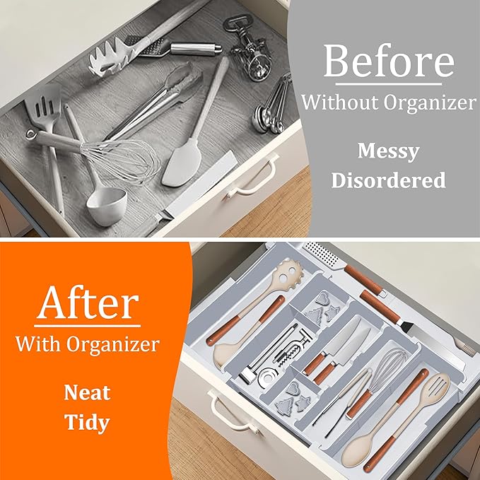 Large Utensil Drawer Organizer Expandable Silverware Organizer - Image 3