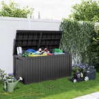180 Gallon Resin Deck Box, Lockable Patio Outdoor Storage Box for Furniture, Garden Tools and Tools Storage, Waterproof Outside Storage Boxes - Black - Image 4