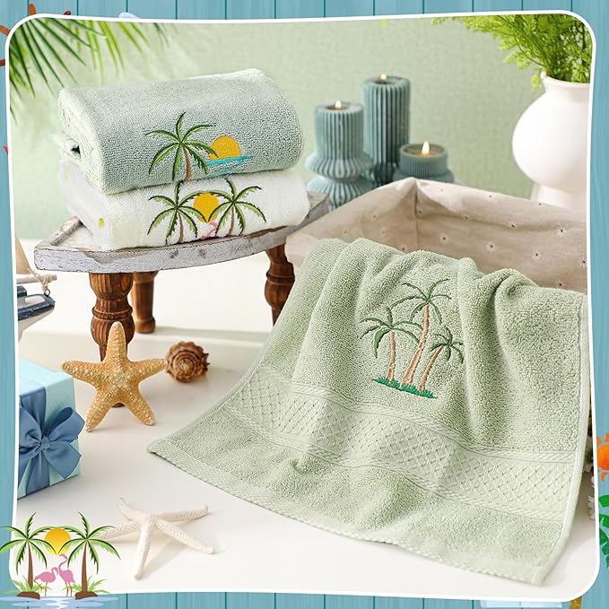 3 Pack Summer Palm Tree Hand Towels - Image 5