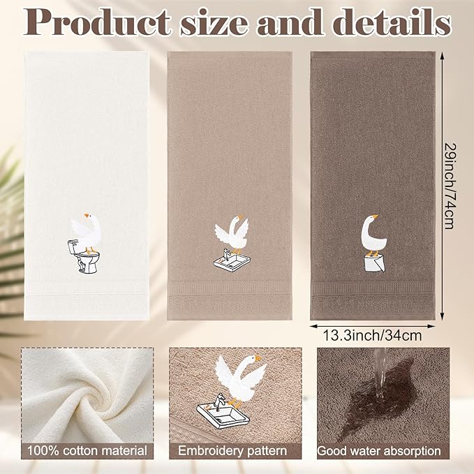 3 Pcs Silly Goose Hand Towels Decorative Silly Goose Bathroom Decor Geese Gifts - Image 2