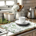Summer Sage Green Leaves Dish Drying Mat Spring Eucalyptus Leaf Kitchen Dish - Image 6