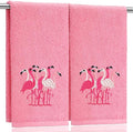 2 Pcs Flamingo Hand Towels Hot Pink Bathroom Decor 14x29 Inch Embroidered 100% by SmoothNovelty