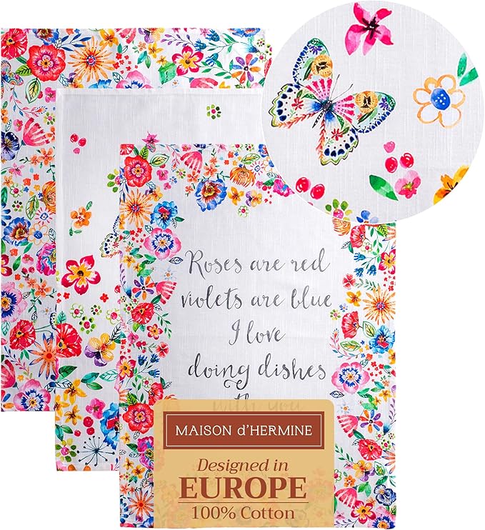 Maison d' Hermine Kitchen Towels Set of 3 100% Cotton 27.50" x 20" Reusable by MaisondHermine