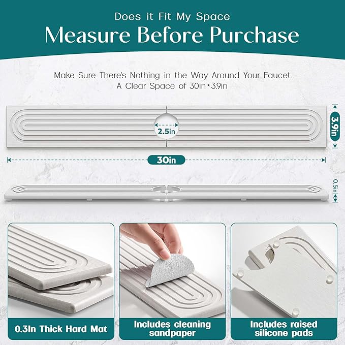 30 Inch Faucet Mat for Kitchen Sink - Image 2