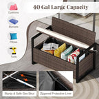 Tangkula 40 Gallon Outdoor Bench with Storage, Patio Wicker Storage Bench with Cushion, Cover, Metal Frame, Deck Box Seat for Backyard, Poolside, Balcony, Garden - Image 6
