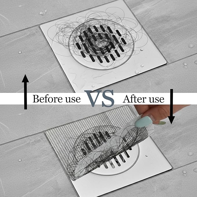 50Pcs Disposable Shower Drain Hair Catcher, Prevents Hair Clogs, 4x4 Inch Mesh - Image 4