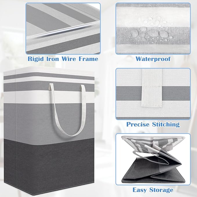 BlissTotes 3-Pack Laundry Basket, Freestanding＆Waterproof Laundry Hamper - Image 4