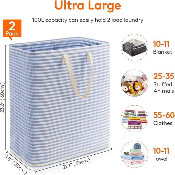 Lifewit 2 Pack Laundry Hamper Large Collapsible Laundry Baskets, Freestanding - Image 4
