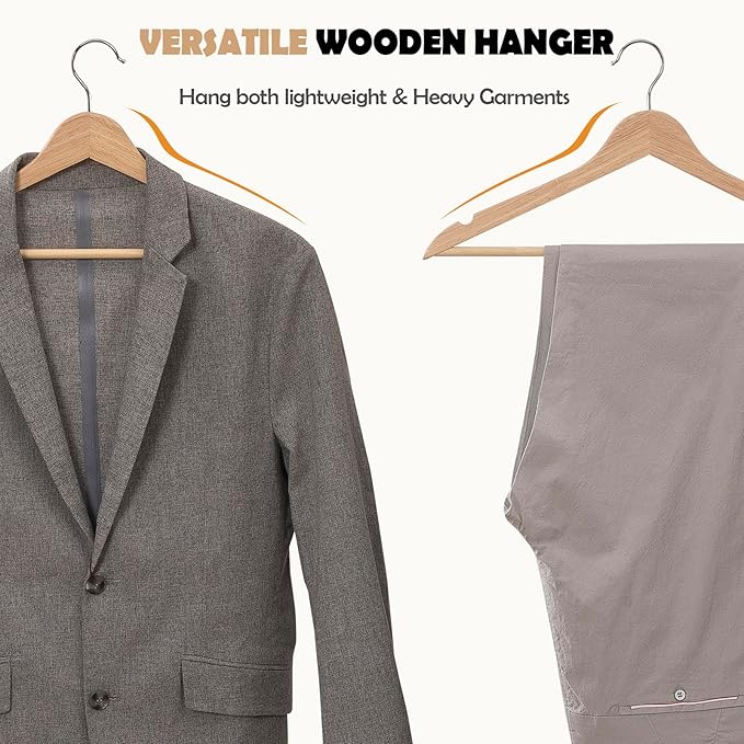 ELONG HOME Solid Wooden Hangers 30 Pack, Wood Suit Hangers - Image 6